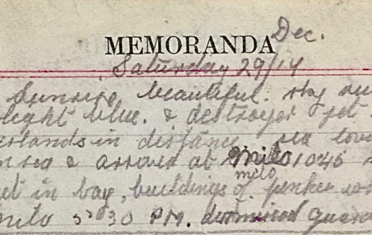 Enjoying Milos - December 29th, 1917
